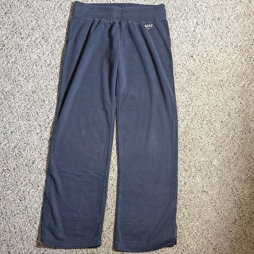 Nike Women’s Black Fleece Wide Leg Sweatpants Lounge Pants Sz L 12/14